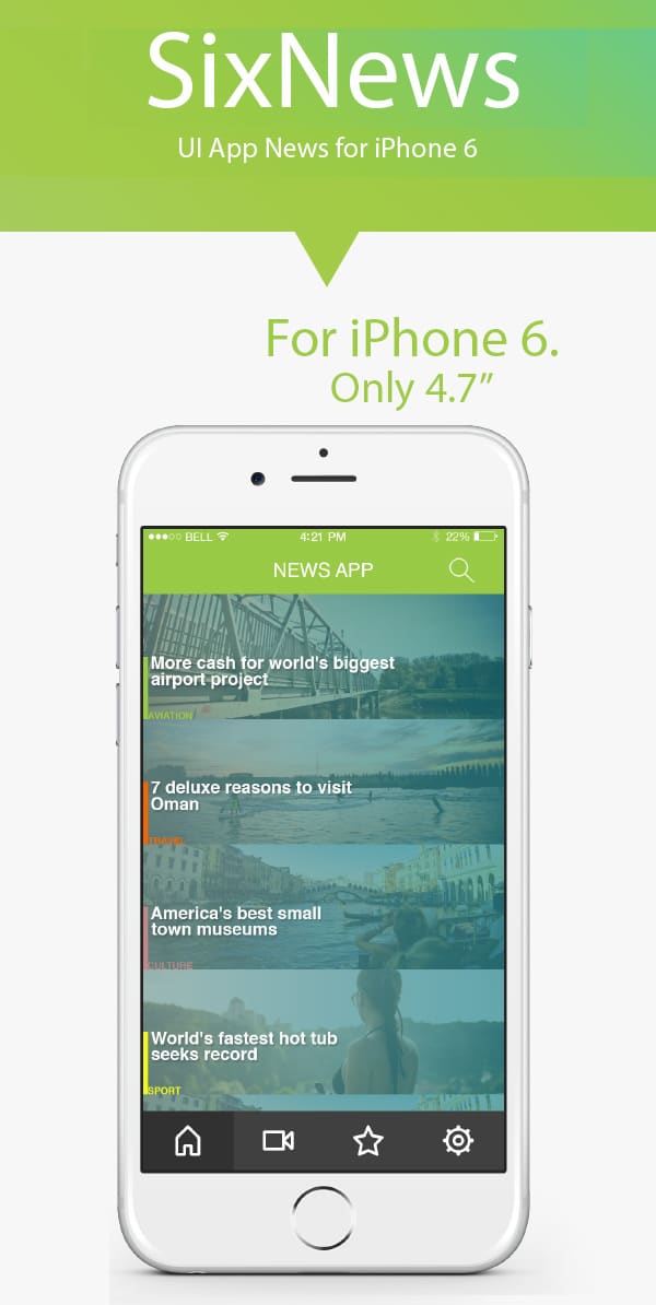 App News iPhone 6 PSD