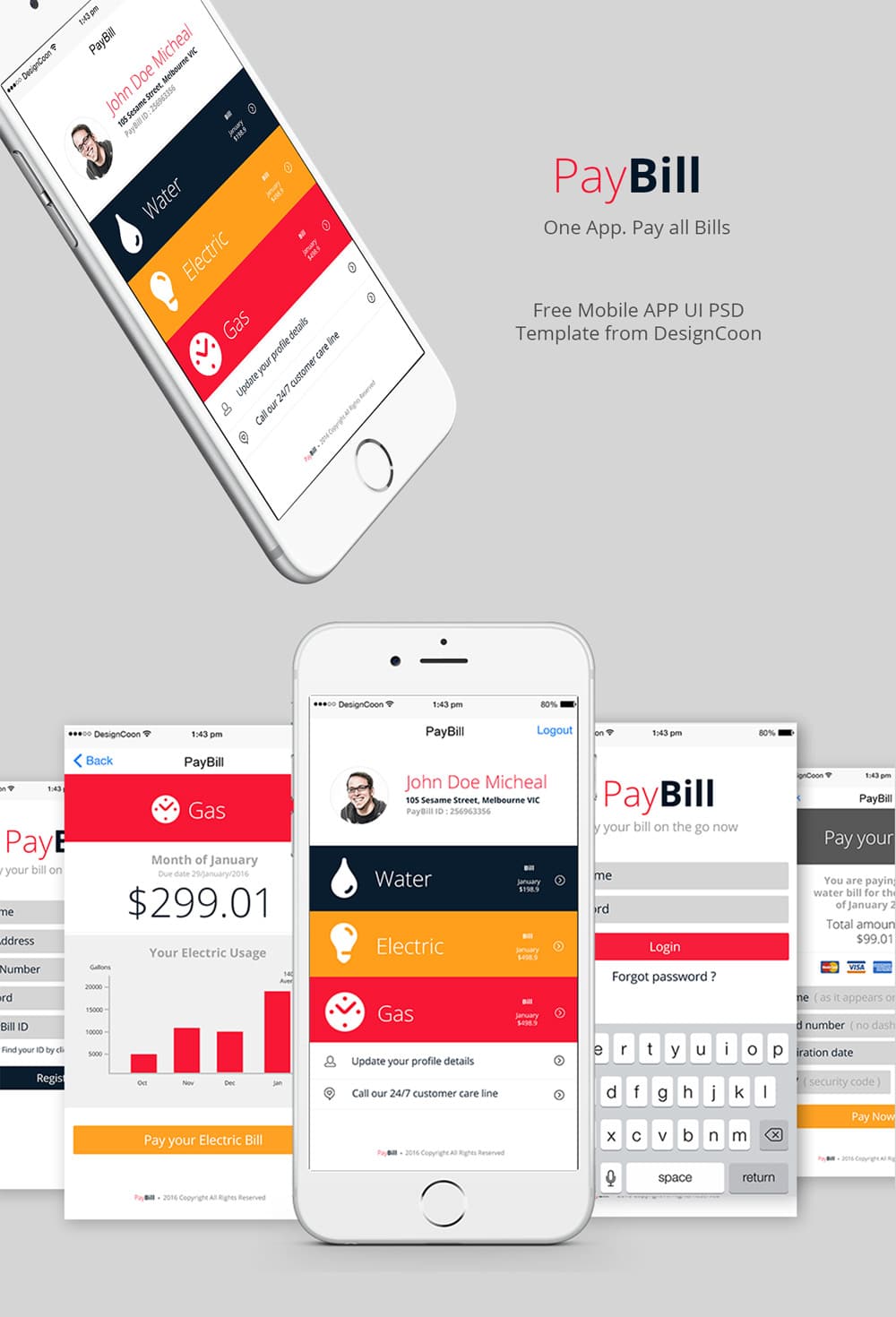 Bill Pay Mobile App UI PSD