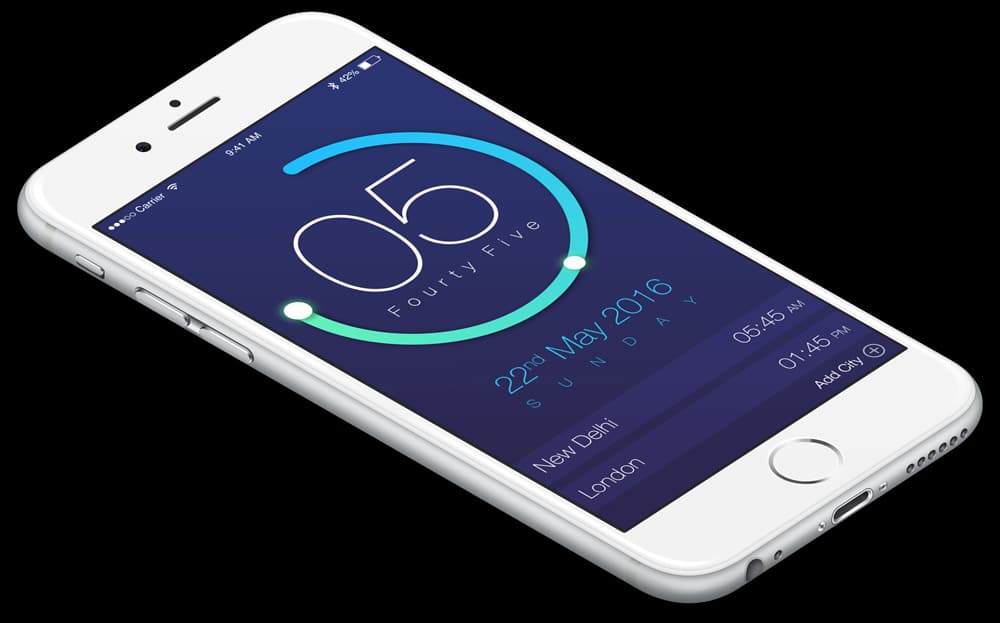 Clock App UI Design PSD