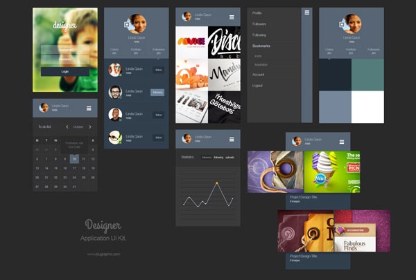 Designer Portfolio App Ui Kit PSD