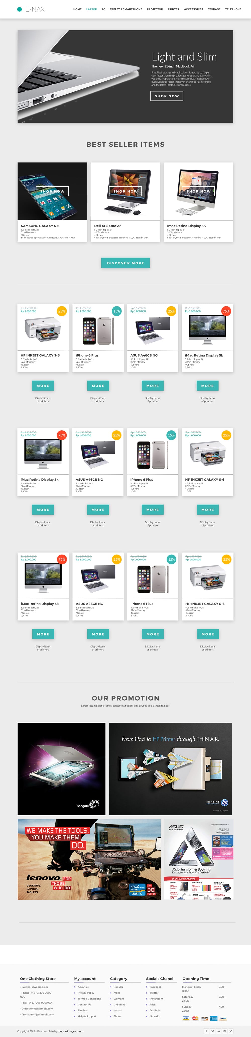 E-NAX Free E-commerce Website Template PSD