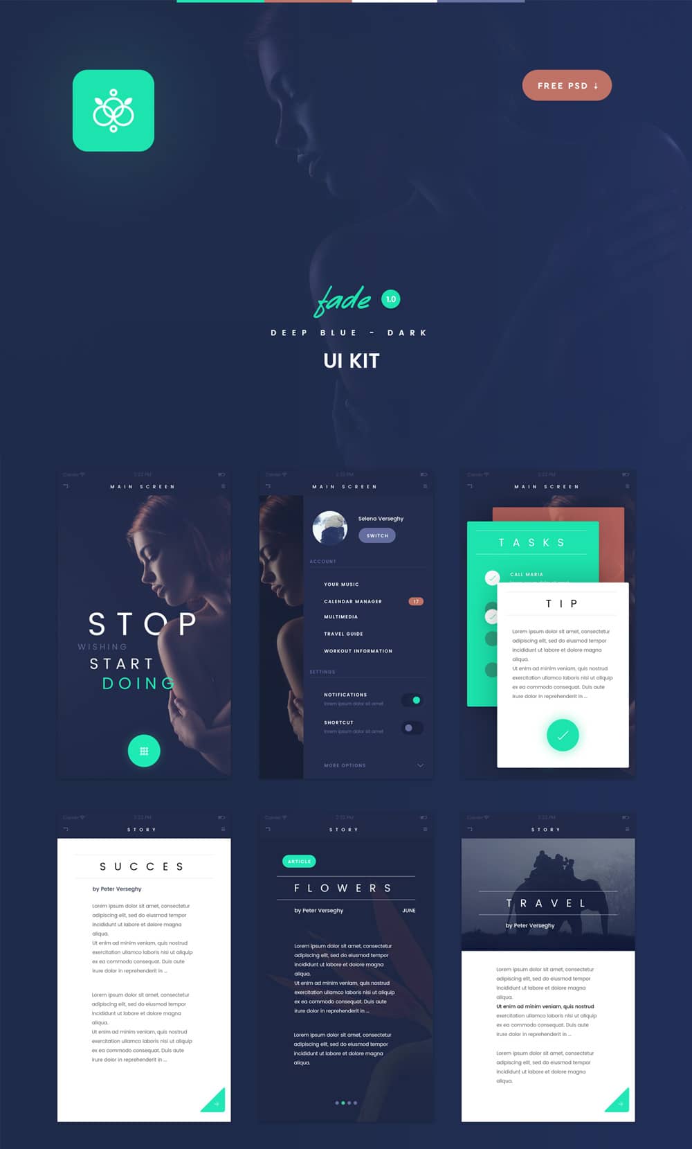 Fade APP UI Kit PSD