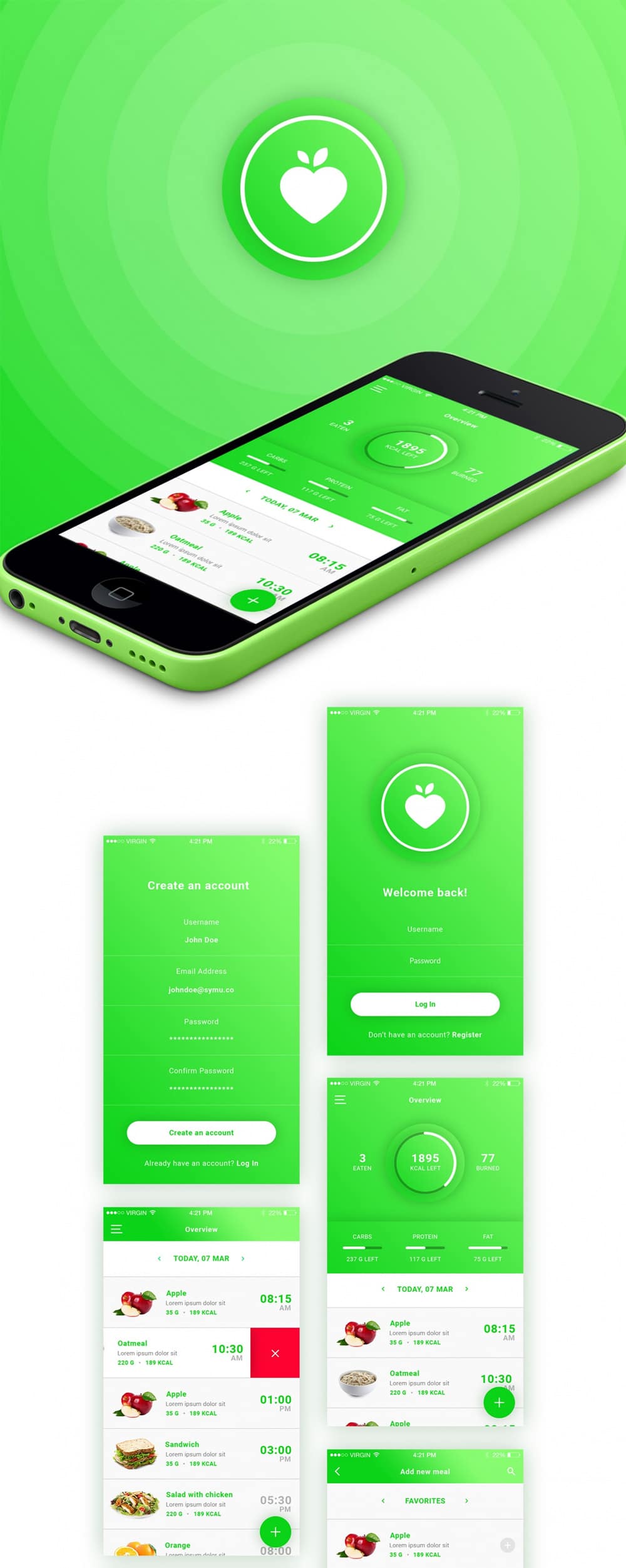 FitApp Mobile App UI PSD