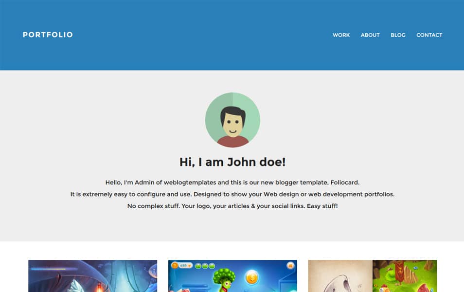 Foliocard Responsive Portfolio Blogger Template