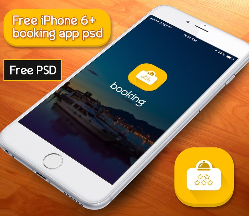 Free Booking App PSD According to iPhone 6+