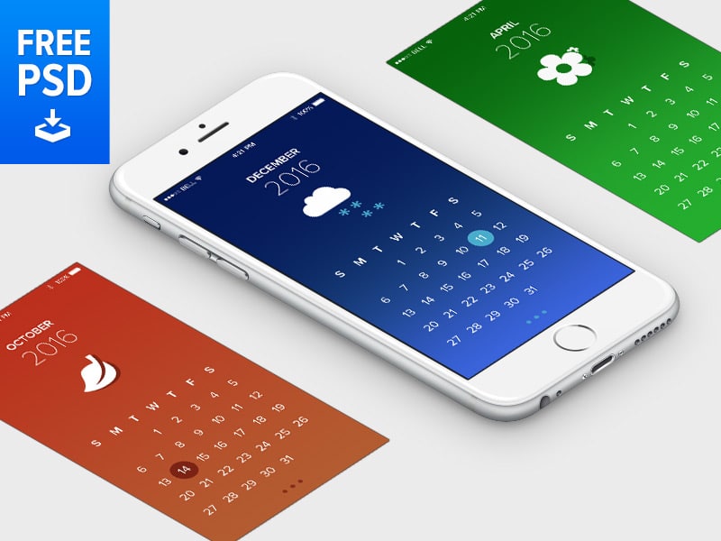 Free Calendar App PSD