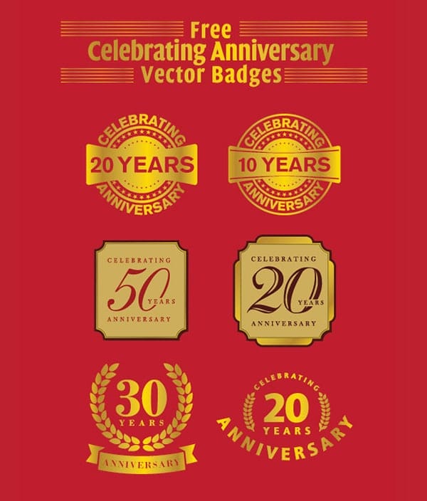 Free Celebrating Anniversary Vector Badges