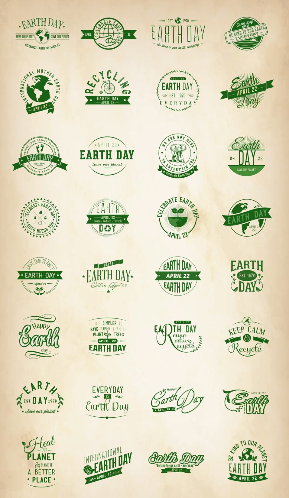 Free Earth Day Vector Badges