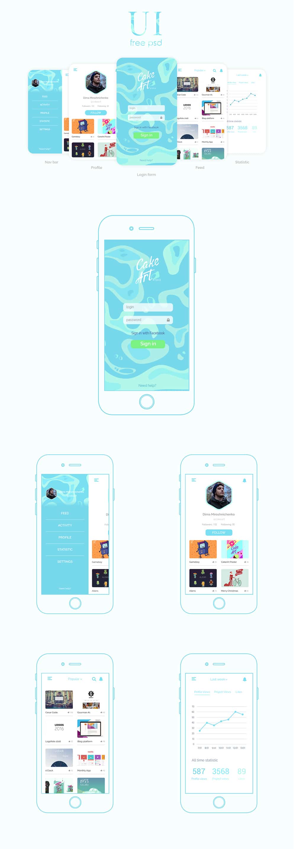 Free Mobile App UI PSD