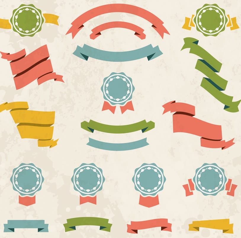 Free Simple Flat Vector Ribbon & Badge Set