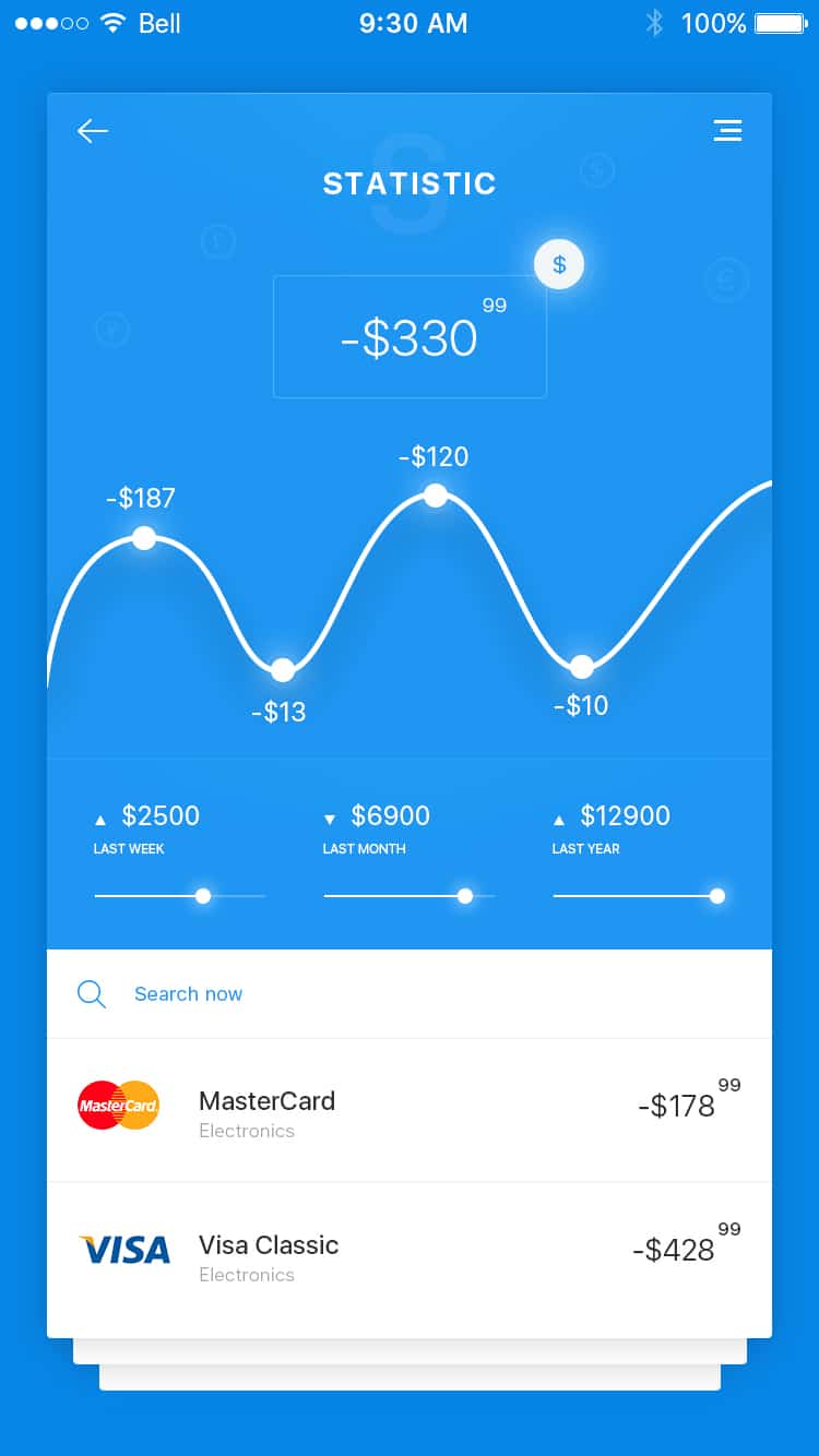 Free Statistics App UI PSD