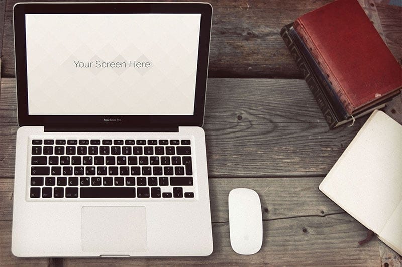 Free Vintage Macbook Photorealistic Mock Ups