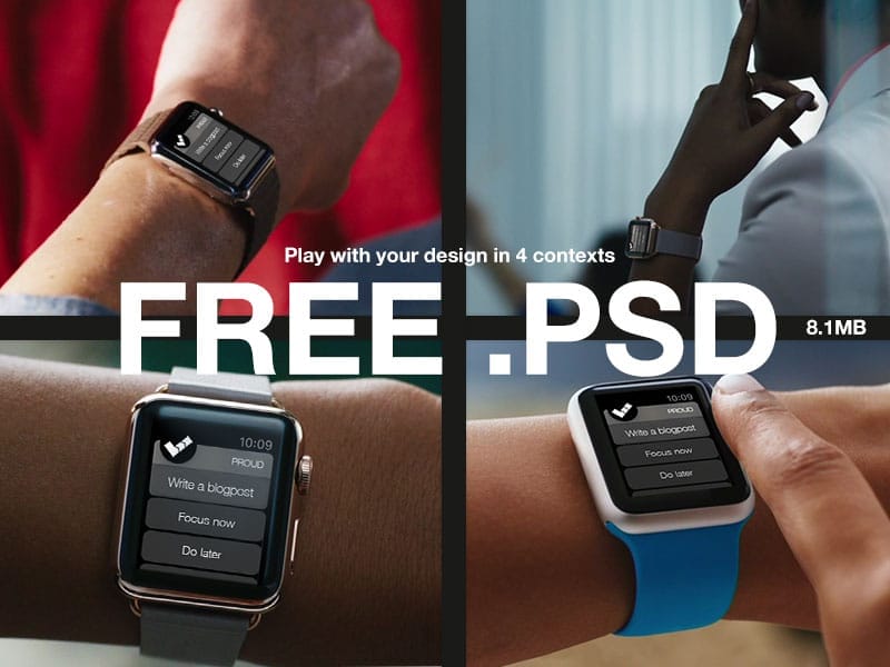 Free Watch Mockups 4x PSD