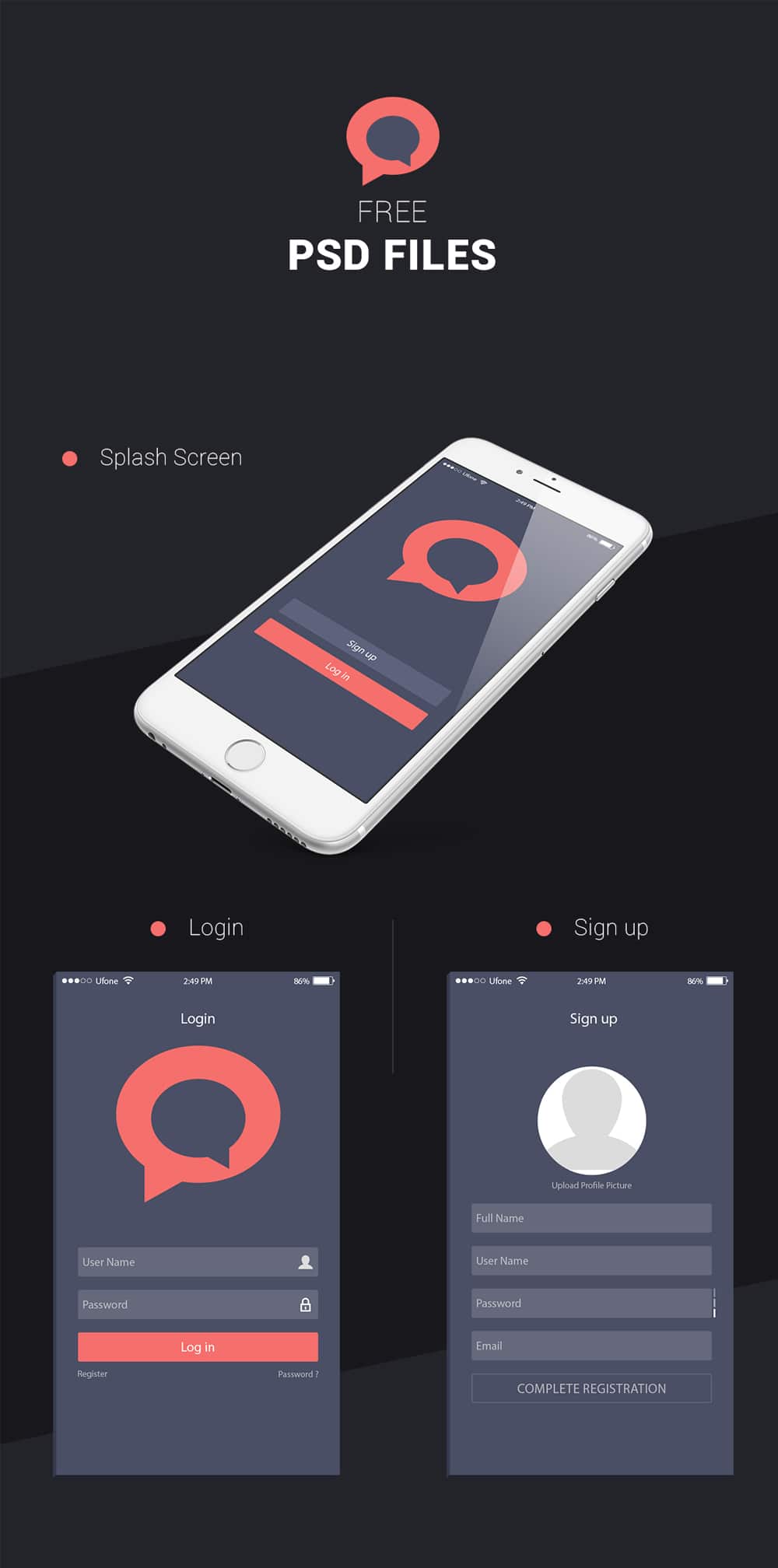 Full Messenger UI Kit PSD