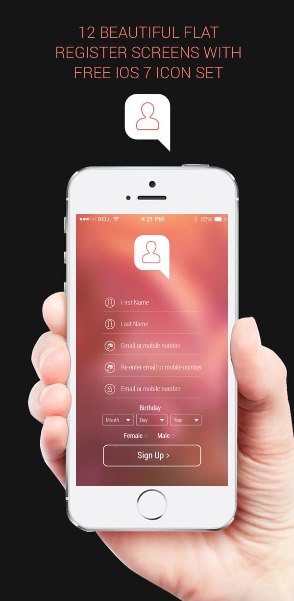 High Quality Register App PSD