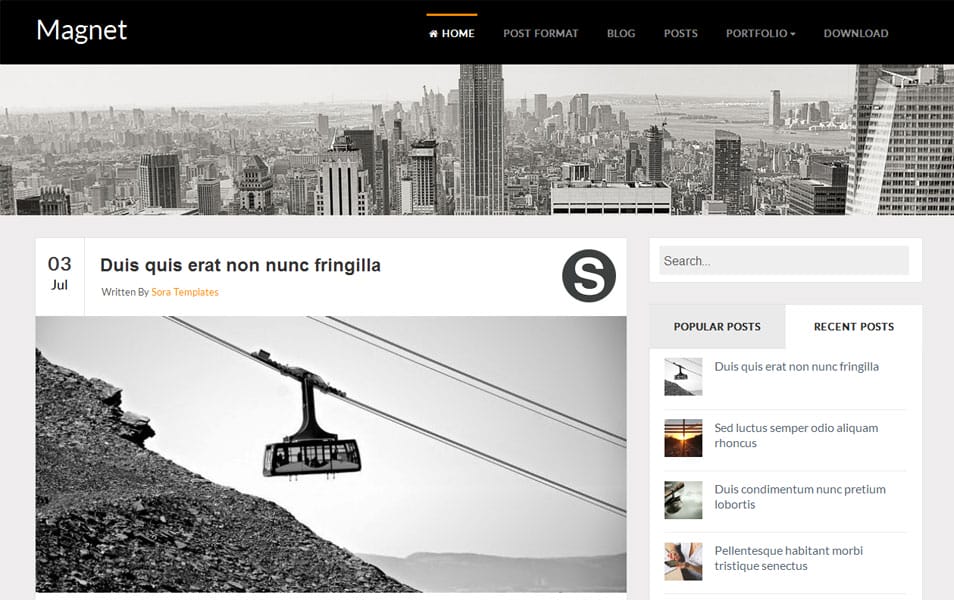 Magnet Responsive Blog Blogger Template