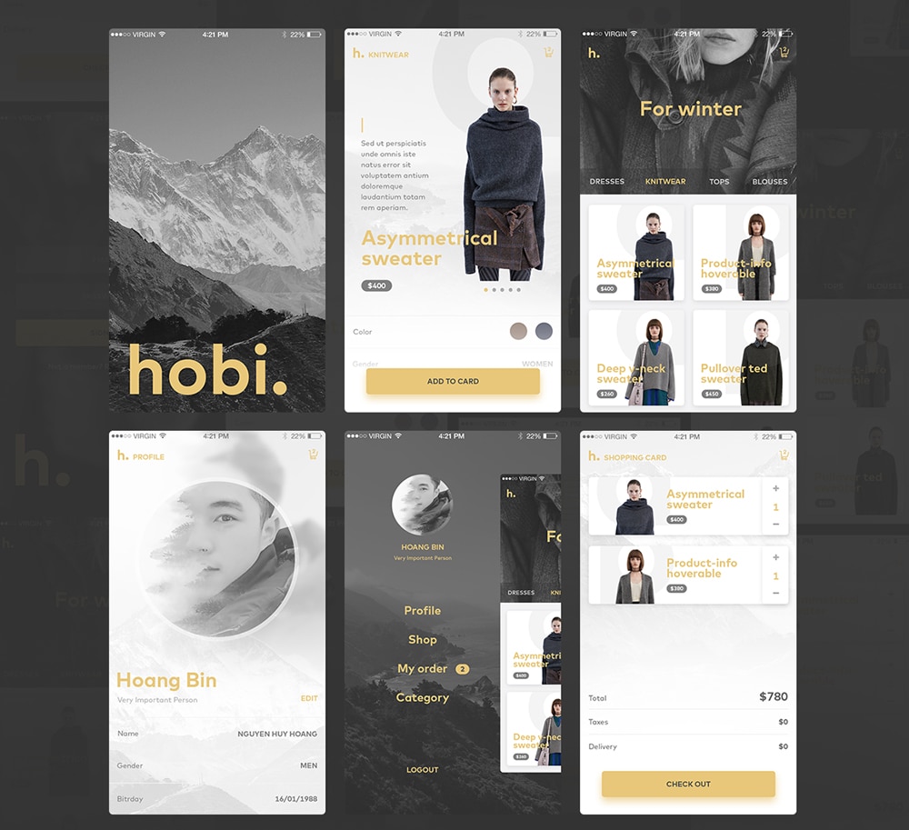Mobile App UI PSD for Fashion and Ecommerce