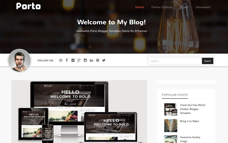 Porto Responsive Personal Blog Blogger Template