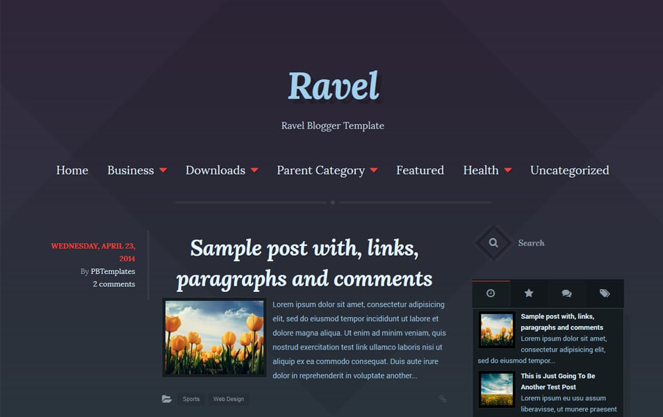 Ravel DUYARLI Minimalist Blogger Şablonları