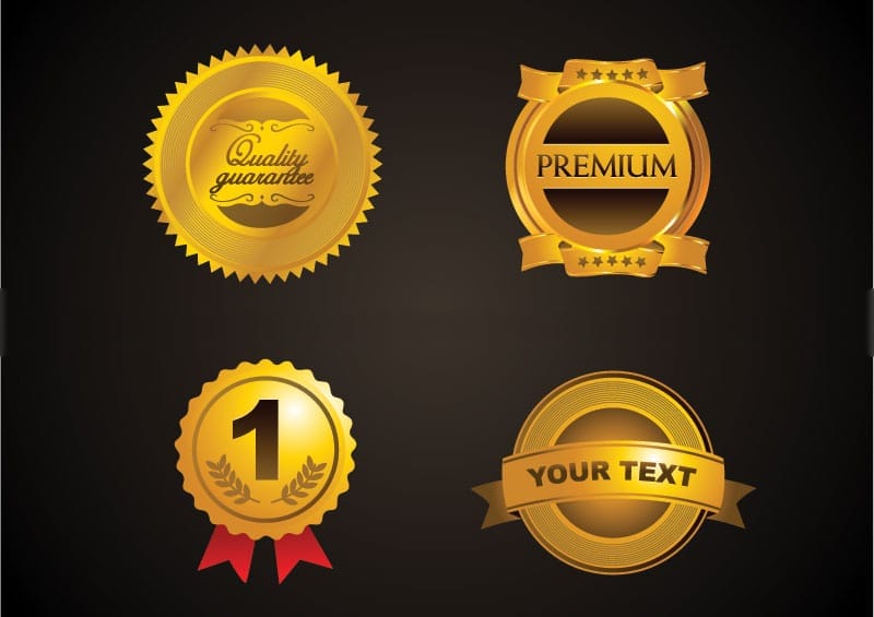 free golden badges vector