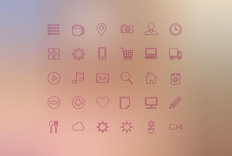 iOS 7 Line Icon Set