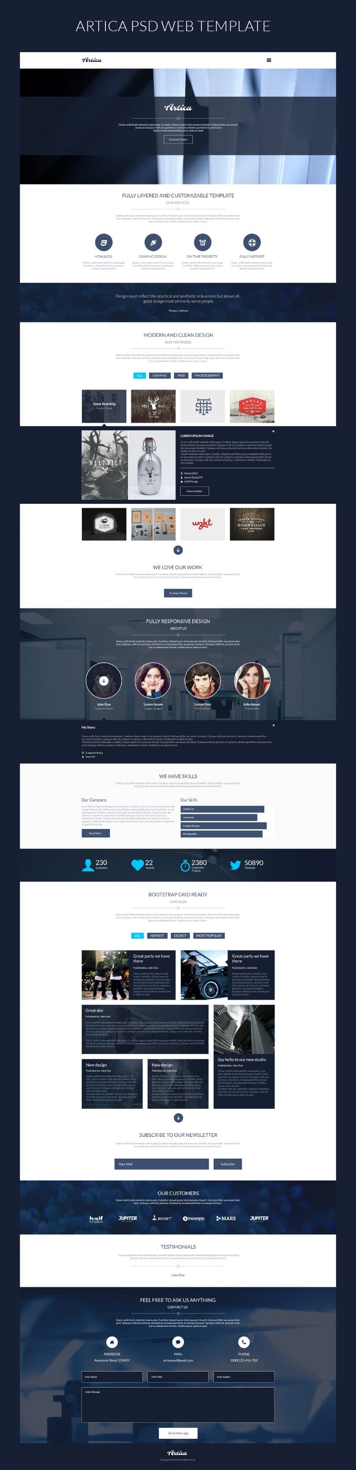 Artica - PSD One Page Web Template