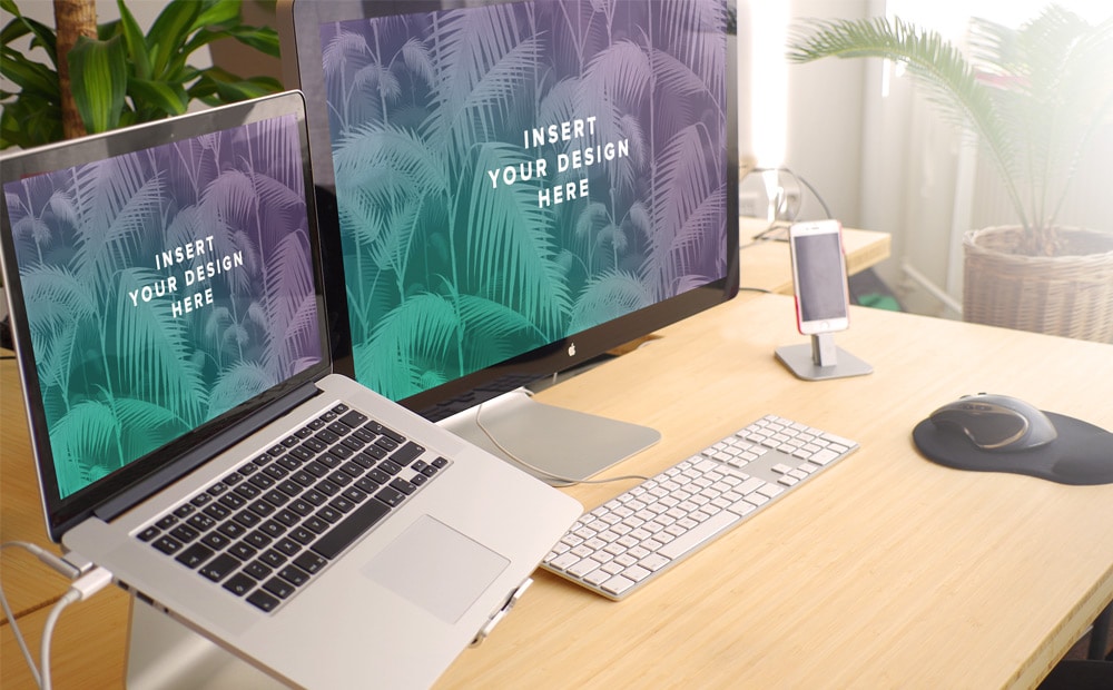 Bamboo Desk Mockup PSD