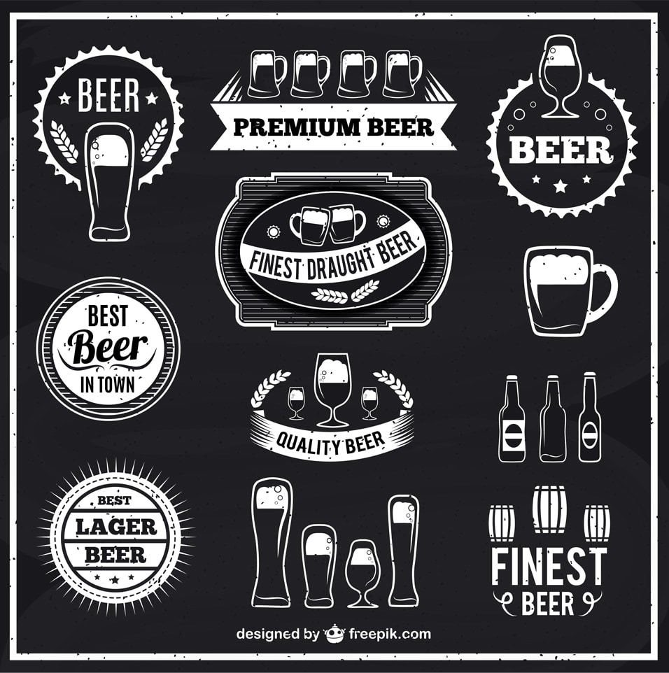 Black and white beer labels