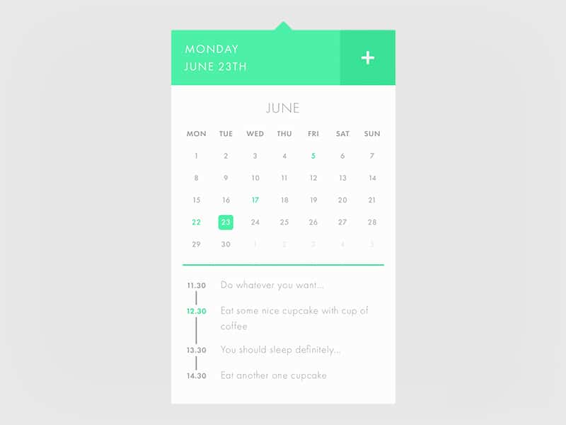 Calendar UI PSD