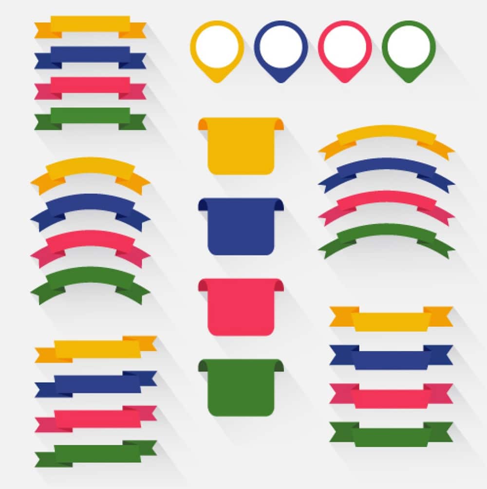 Colorful Long Shadow Ribbons