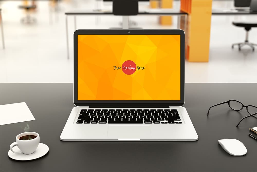 Free Workplace Laptop Mockup PSD