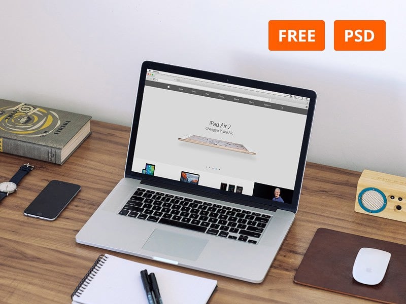 Macbook Workspace Mockup PSD