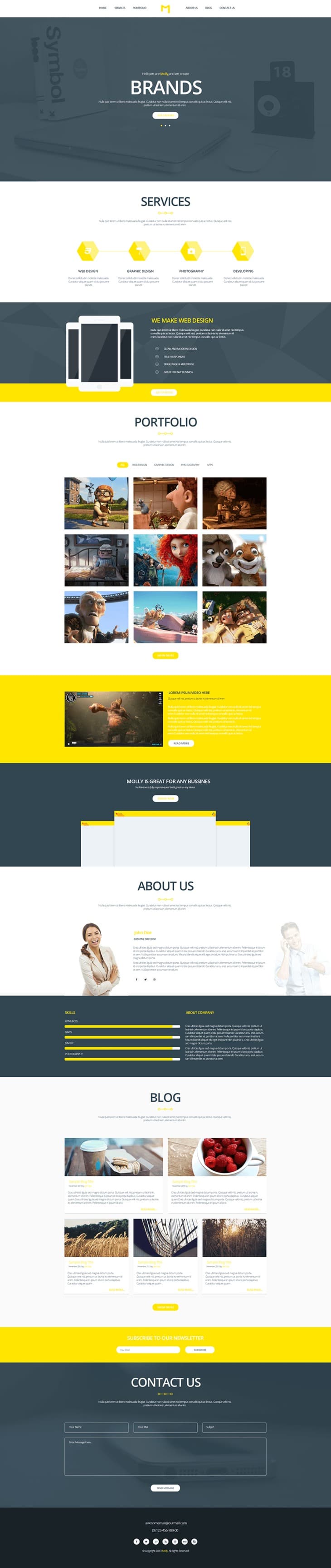 Molly - Free PSD Creative Single Webpage Template