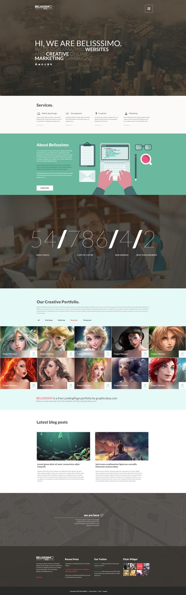 One page portfolio Template PSD