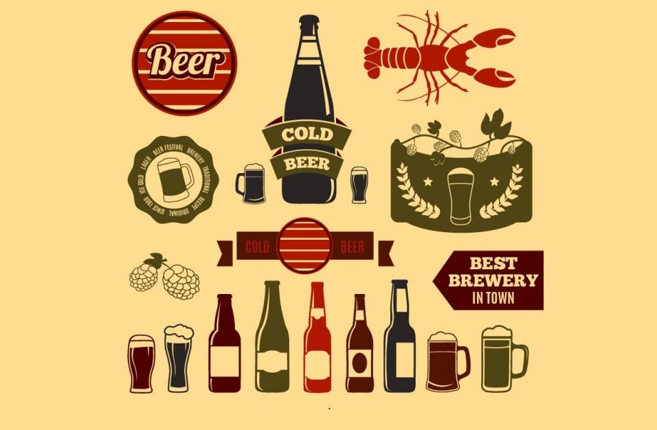 Vintage beer design elements