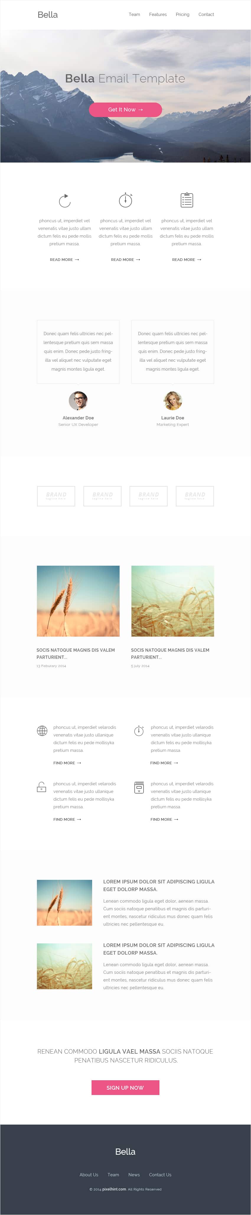 Bella – Free PSD And HTML Email Template