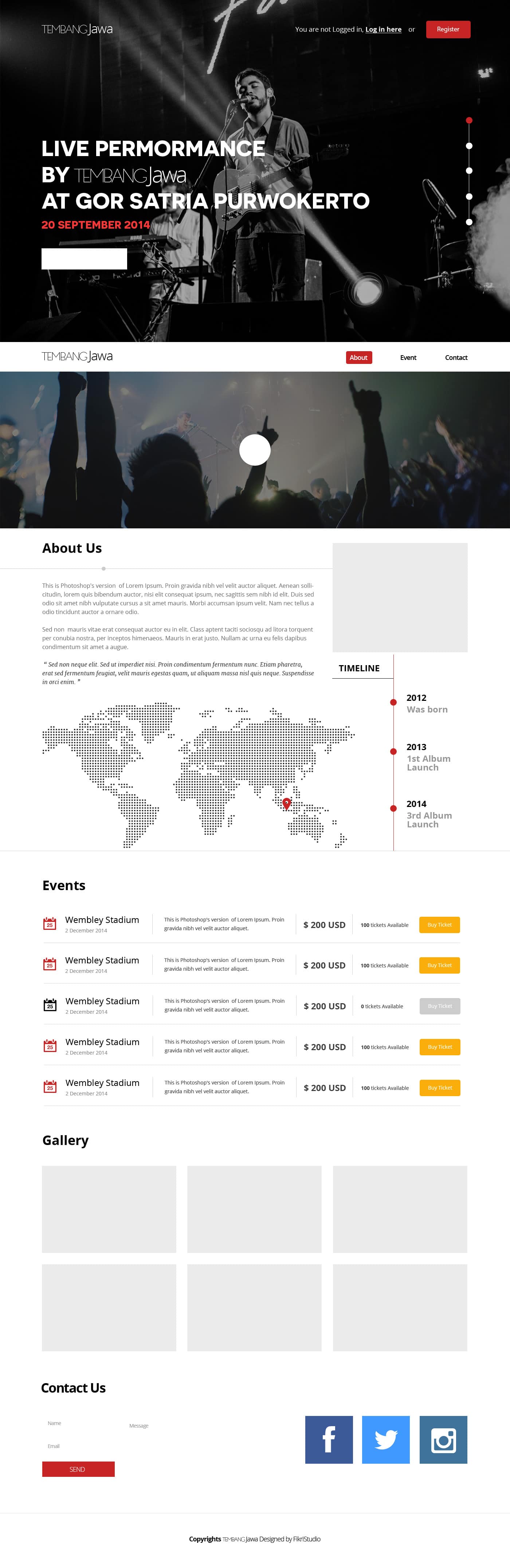 Free Band Website PSD Template