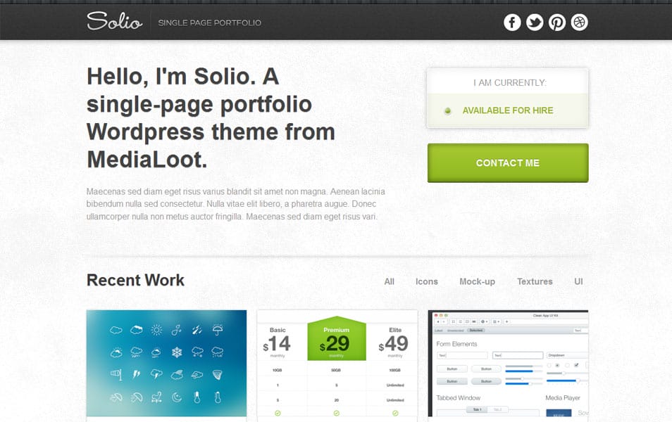 Solio Free Photography WordPress Theme