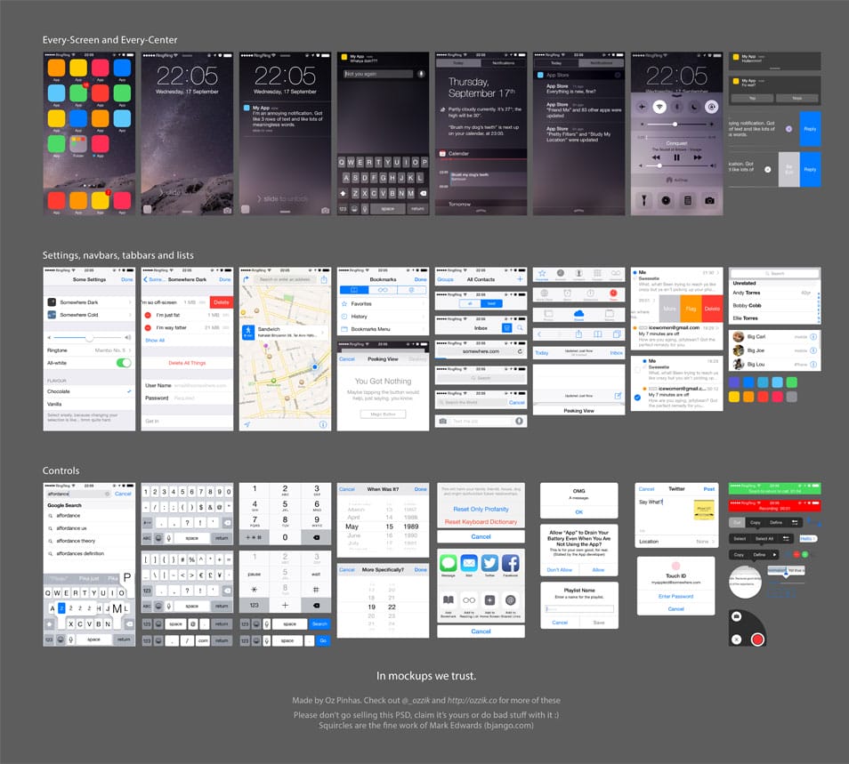 iOS 8 UI (free PSD)