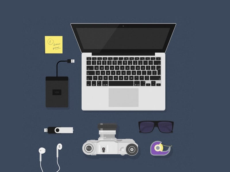 Flat MockUps – Desk Items