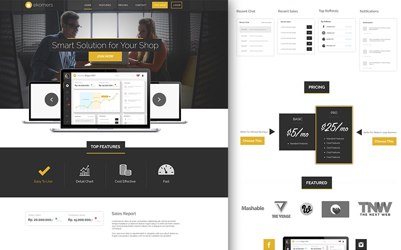 Ekomers – Free App Landing Page PSD