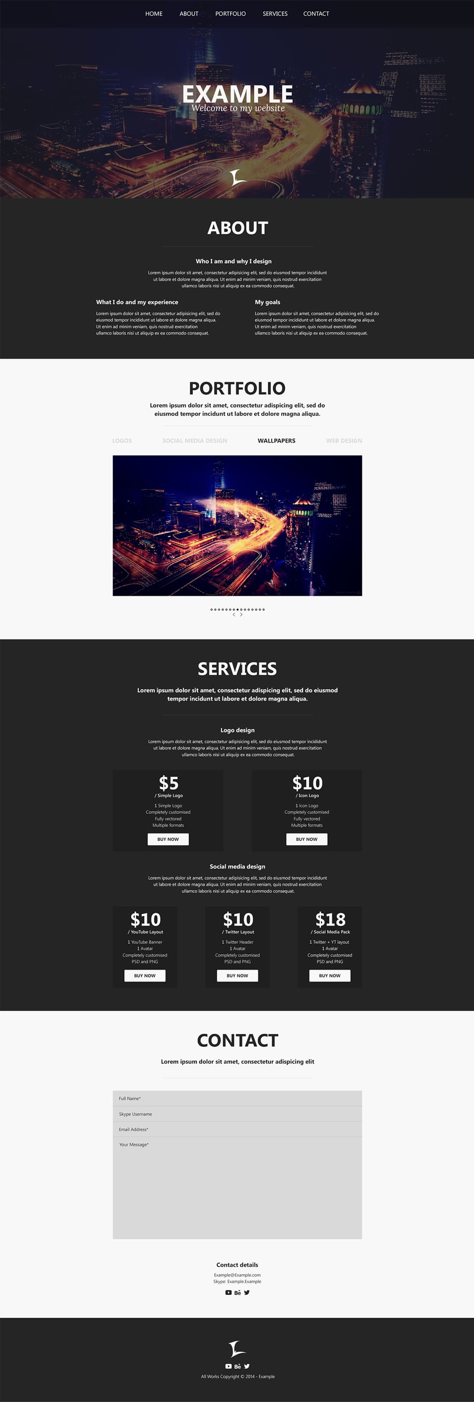 Free One-Page Portfolio Website Template PSD