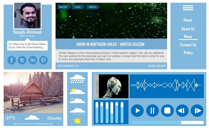 Free Winter UI Kit PSD