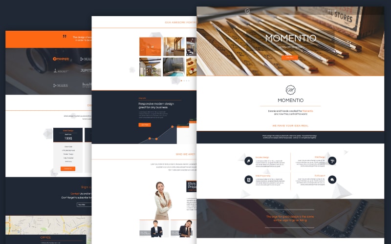 Momentio - Single Page Free Template PSD