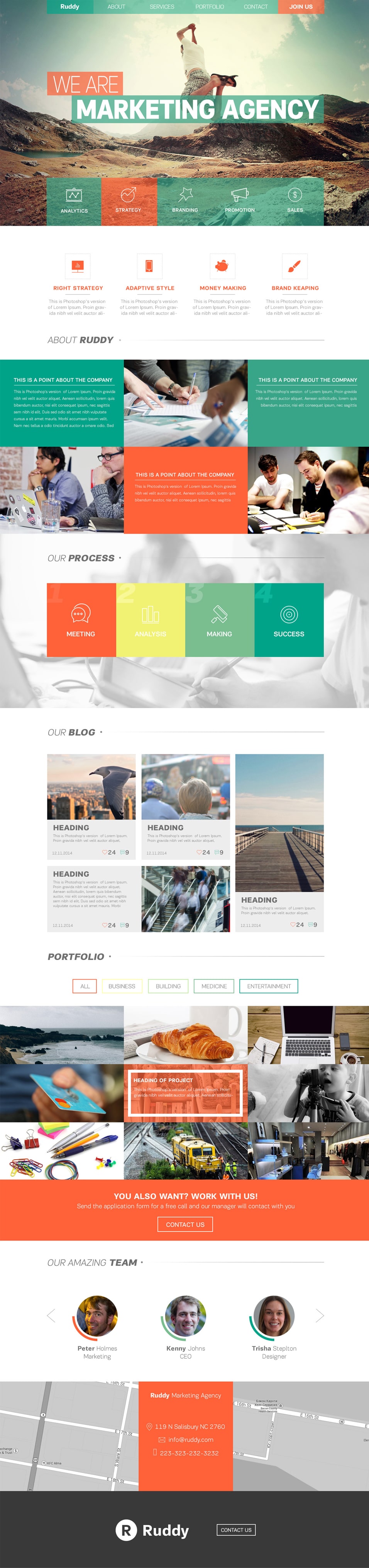 Ruddy - Free Marketing Agency One Page PSD
