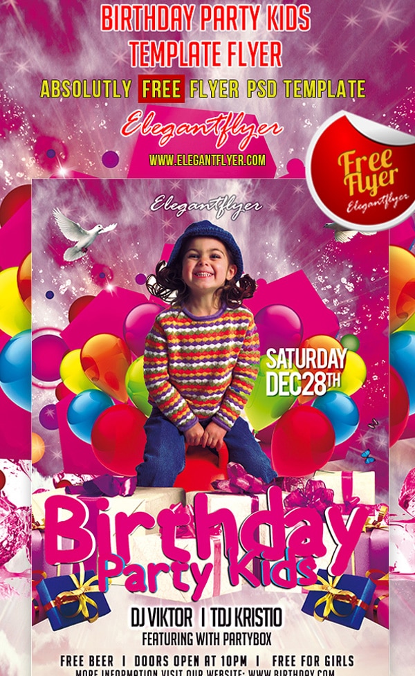 Birthday Party Kids – Club and Party Free Flyer Template PSD