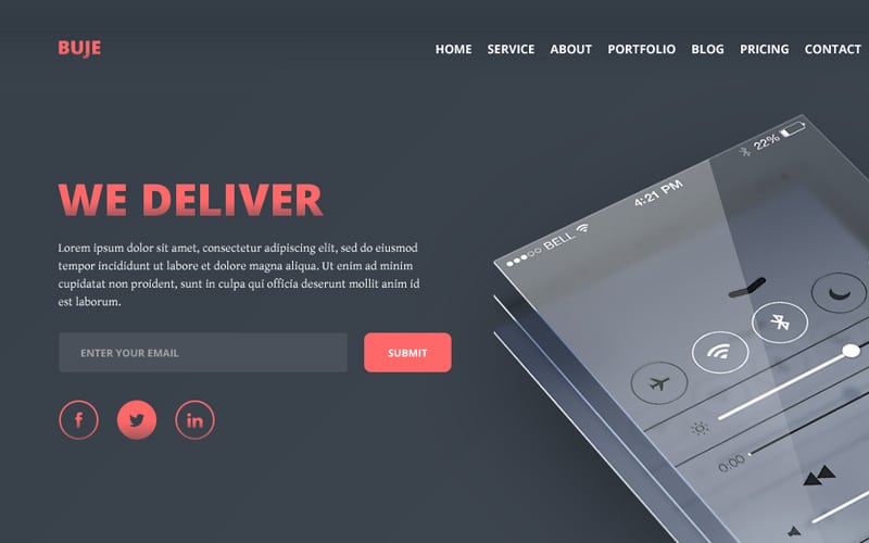 Buje - One Page PSD Template