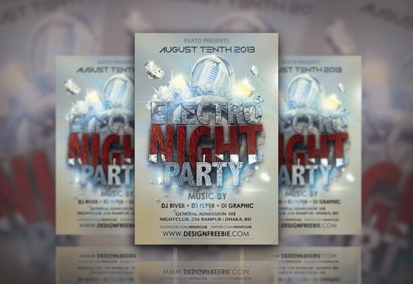 Chilling Electro Bass Party Free Flyer Template PSD