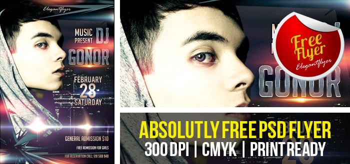 DJ GONOR – Club and Party Free Flyer Template PSD