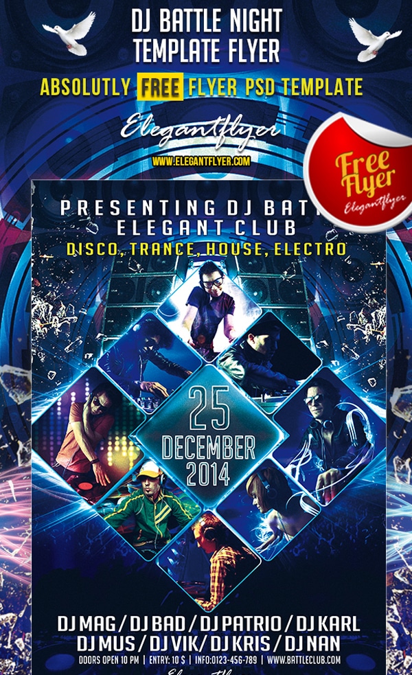 Dj Battle Night – Club and Party Free Flyer Template PSD